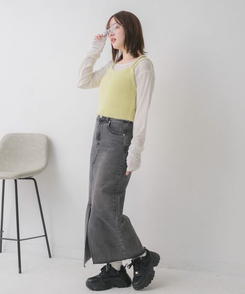 RETRO GIRL（レトロガール）の「フリンジデニムSK（デニムスカート・レディース・ケミカルウォッシュ/ブラック・LARGE/MEDIUM）」の21枚目の写真