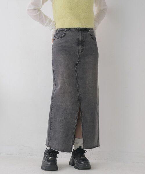 RETRO GIRL（レトロガール）の「フリンジデニムSK（デニムスカート・レディース・ケミカルウォッシュ/ブラック・LARGE/MEDIUM）」の22枚目の写真