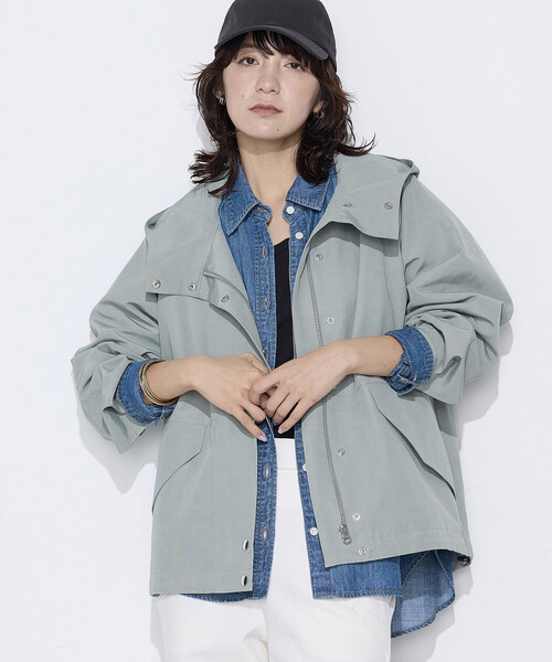 COMME CA Wardrobe（コムサワードローブ）の「キュプラ綿グログラン マウンテンパーカー（パーカー・レディース・カーキ/ネイビー/ホワイト系その他・FREE）」の3枚目の写真