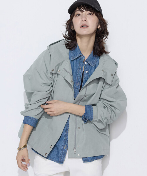 COMME CA Wardrobe（コムサワードローブ）の「キュプラ綿グログラン マウンテンパーカー（パーカー・レディース・カーキ/ネイビー/ホワイト系その他・FREE）」の20枚目の写真