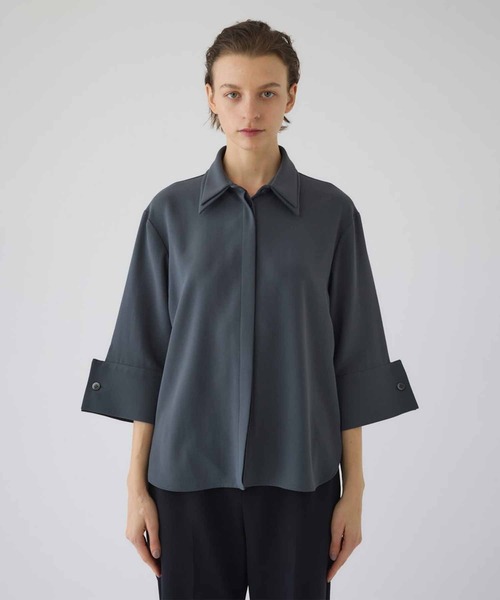 RIM.ARK(リムアーク)の「【RIM.ARK/リムアーク】W-collar classical blouse/ダブルカラークラシカルブラウス(シャツ/ブラウス・レディース・グレー/オフホワイト・FREE)」の3枚目の写真