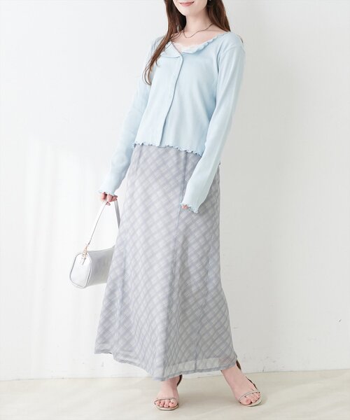 natural couture（ナチュラルクチュール）の「シアーチェックナロースカート（スカート・レディース・ブラック/ラベンダー/グレー・FREE）」の13枚目の写真