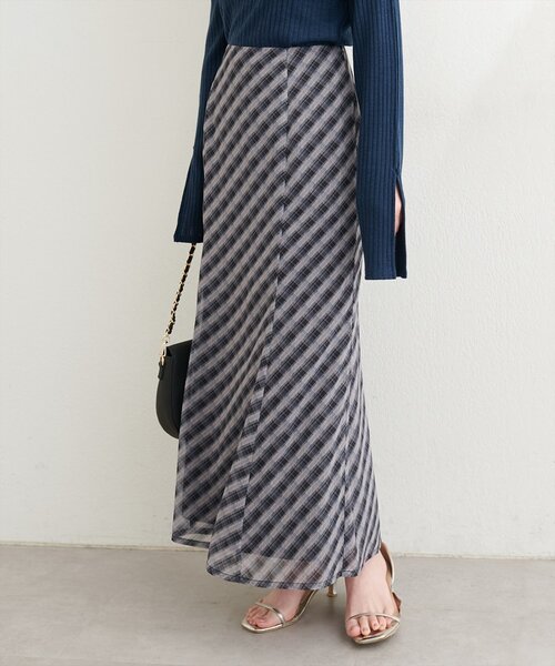 natural couture（ナチュラルクチュール）の「シアーチェックナロースカート（スカート・レディース・ブラック/ラベンダー/グレー・FREE）」の9枚目の写真