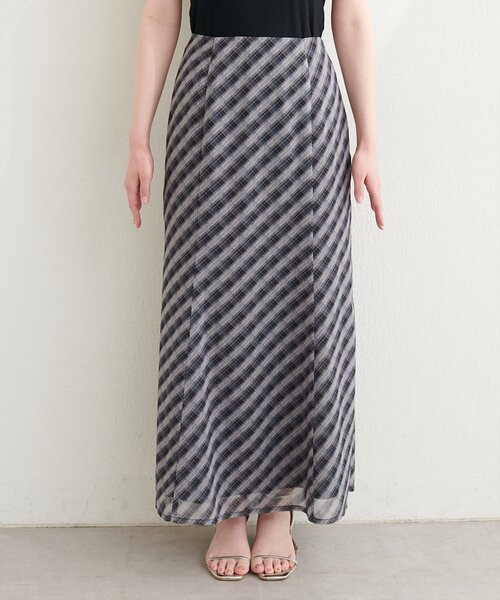 natural couture（ナチュラルクチュール）の「シアーチェックナロースカート（スカート・レディース・ブラック/ラベンダー/グレー・FREE）」の19枚目の写真