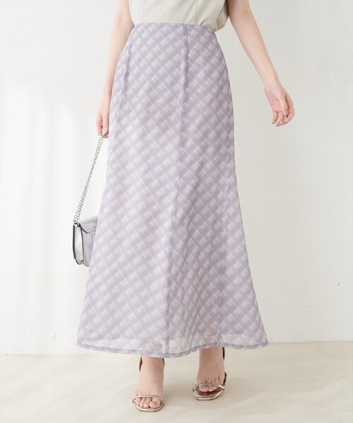 natural couture（ナチュラルクチュール）の「シアーチェックナロースカート（スカート・レディース・ブラック/ラベンダー/グレー・FREE）」の15枚目の写真