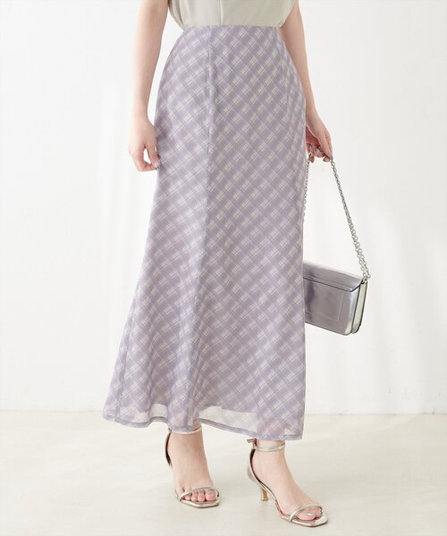 natural couture（ナチュラルクチュール）の「シアーチェックナロースカート（スカート・レディース・ブラック/ラベンダー/グレー・FREE）」の16枚目の写真