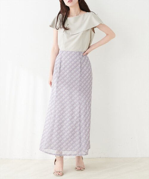 natural couture（ナチュラルクチュール）の「シアーチェックナロースカート（スカート・レディース・ブラック/ラベンダー/グレー・FREE）」の17枚目の写真