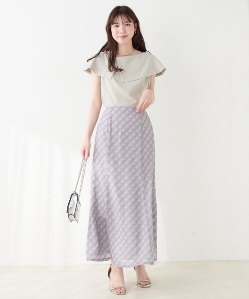 natural couture（ナチュラルクチュール）の「シアーチェックナロースカート（スカート・レディース・ブラック/ラベンダー/グレー・FREE）」の18枚目の写真