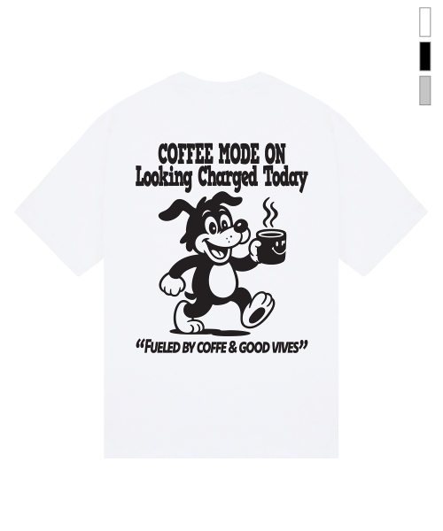 GRAVER（グレーバー）の「[ユニセックス]COFFEE DOG 半袖Tシャツ_2カラー（Tシャツ/カットソー・レディース・ライトグレー/ブラック/ホワイト・LARGE/MEDIUM/SMALL/X-LARGE）」の4枚目の写真