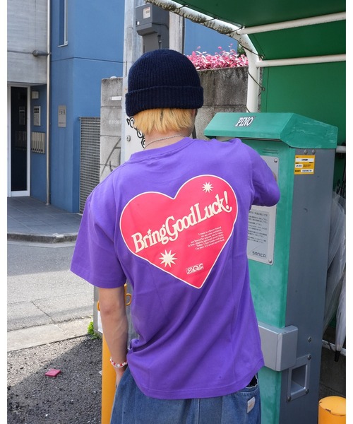 BGL(ビージーエル)の「RETRO HEART TEE / ハートロゴ / パフプリント / 3Dプリント / 発泡プリント 半袖Tシャツ(Tシャツ/カットソー・レディース・ブラック/パープル/ホワイト・L/M/S)」の12枚目の写真