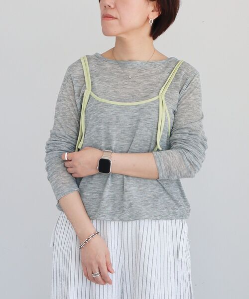 CRAFT STANDARD BOUTIQUE(クラフトスタンダードブティック)の「パイピングレイヤードバルーンプルオーバー(Tシャツ/カットソー・レディース・杢グレー/オフホワイト・FREE)」の2枚目の写真