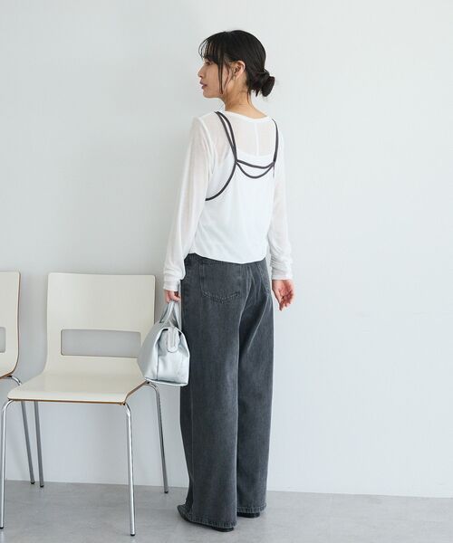 CRAFT STANDARD BOUTIQUE(クラフトスタンダードブティック)の「パイピングレイヤードバルーンプルオーバー(Tシャツ/カットソー・レディース・杢グレー/オフホワイト・FREE)」の4枚目の写真