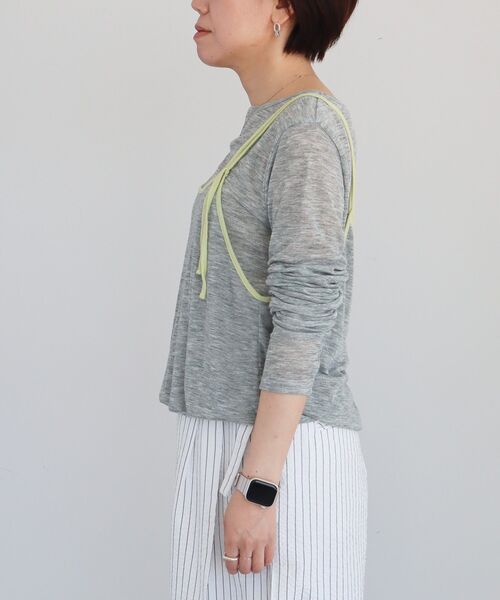 CRAFT STANDARD BOUTIQUE(クラフトスタンダードブティック)の「パイピングレイヤードバルーンプルオーバー(Tシャツ/カットソー・レディース・杢グレー/オフホワイト・FREE)」の6枚目の写真