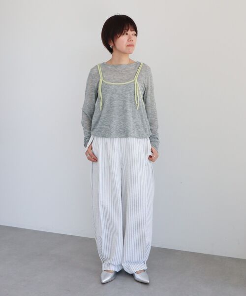 CRAFT STANDARD BOUTIQUE(クラフトスタンダードブティック)の「パイピングレイヤードバルーンプルオーバー(Tシャツ/カットソー・レディース・杢グレー/オフホワイト・FREE)」の8枚目の写真