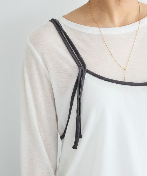 CRAFT STANDARD BOUTIQUE(クラフトスタンダードブティック)の「パイピングレイヤードバルーンプルオーバー(Tシャツ/カットソー・レディース・杢グレー/オフホワイト・FREE)」の12枚目の写真