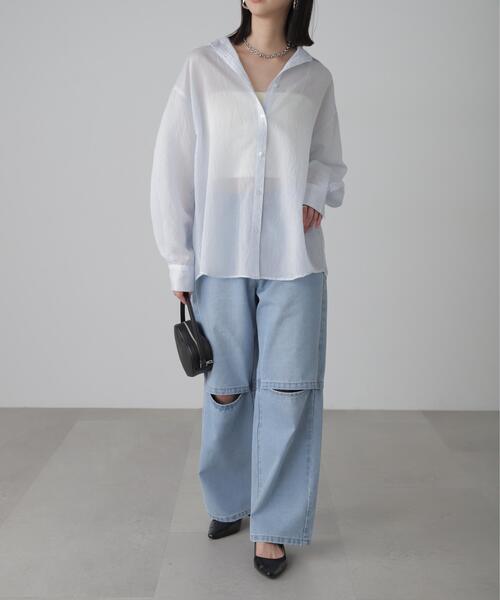 FREE'S MART（フリーズマート）の「◇シアーストライプオーバーシャツ（シャツ/ブラウス・レディース・ブルー系その他/ベージュ系その他/ホワイト系その他・FREE）」の17枚目の写真