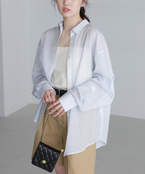 FREE'S MART（フリーズマート）の「◇シアーストライプオーバーシャツ（シャツ/ブラウス・レディース・ブルー系その他/ベージュ系その他/ホワイト系その他・FREE）」の16枚目の写真