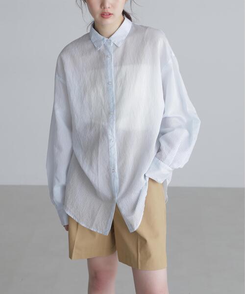 FREE'S MART（フリーズマート）の「◇シアーストライプオーバーシャツ（シャツ/ブラウス・レディース・ブルー系その他/ベージュ系その他/ホワイト系その他・FREE）」の15枚目の写真