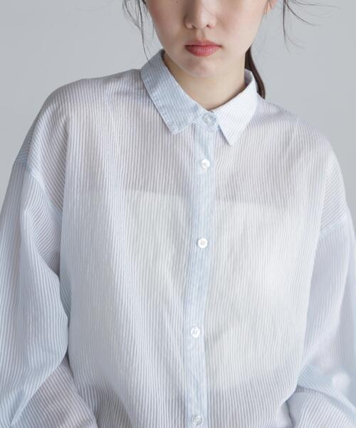 FREE'S MART（フリーズマート）の「◇シアーストライプオーバーシャツ（シャツ/ブラウス・レディース・ブルー系その他/ベージュ系その他/ホワイト系その他・FREE）」の11枚目の写真