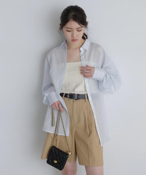 FREE'S MART（フリーズマート）の「◇シアーストライプオーバーシャツ（シャツ/ブラウス・レディース・ブルー系その他/ベージュ系その他/ホワイト系その他・FREE）」の5枚目の写真