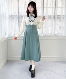 an another angelus（アンアナザーアンジェラス）の「【サイズ展開】ハイウエストスカラップフレアースカート/fint フィント（スカート）」