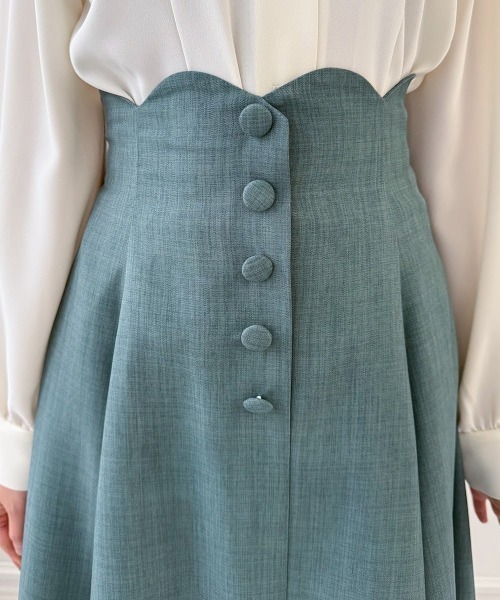 an another angelus(アンアナザーアンジェラス)の「【サイズ展開】ハイウエストスカラップフレアースカート/fint フィント(スカート・レディース・ライトブルー/ラベンダー/グリーン・1/2)」の12枚目の写真