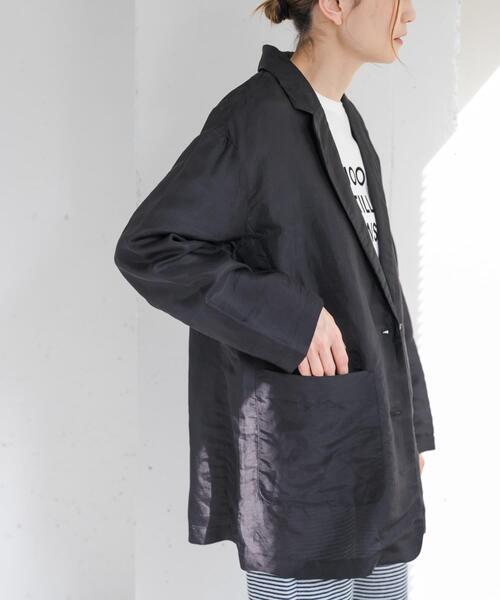 FORK&SPOON（フォークアンドスプーン）の「FORK&SPOON　ラミーブレンドビッグジャケット（その他アウター・レディース・ブラック/ベージュ・1）」の4枚目の写真