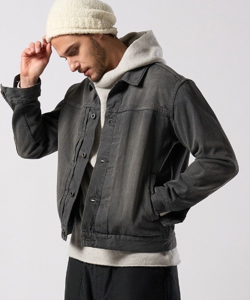 wjk(ダヴルジェイケイ)の「mj11528- denim jacket type1 (used) デニムジャケット(2092 dn91j)(デニムジャケット・メンズ・チャコールグレー/インディゴブルー・S/M/L/XL)」の2枚目の写真