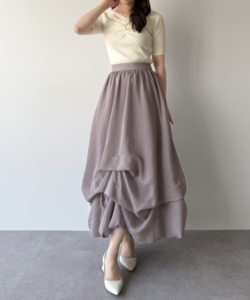 mipiarl(ミピアール)の「ランダムタックバルーンスカート(スカート・レディース・ホワイト/ブラック/ピンク系その他・SMALL/MEDIUM/LARGE)」の3枚目の写真