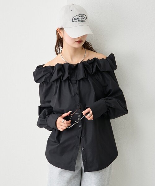mystic(ミスティック)の「【3色展開】コットンキャンディブラウス(シャツ/ブラウス・レディース・ブラック/ブルー/オフホワイト・FREE)」の2枚目の写真