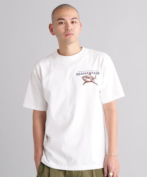 MANASTASH(マナスタッシュ)の「MANASTASH/マナスタッシュ PUMICE TEE SHARK(Tシャツ/カットソー・メンズ・ブラック/ホワイト/オレンジ・S/XL/M/L)」の7枚目の写真
