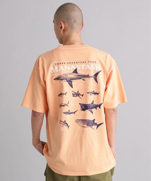 MANASTASH(マナスタッシュ)の「MANASTASH/マナスタッシュ PUMICE TEE SHARK(Tシャツ/カットソー・メンズ・ブラック/ホワイト/オレンジ・S/XL/M/L)」の3枚目の写真