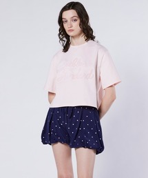 筆記体ロゴ クロップド天竺Tシャツ
