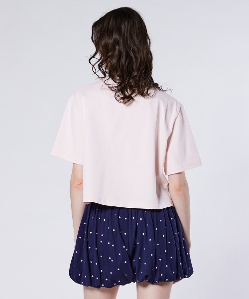 DOUBLE STANDARD CLOTHING(ダブルスタンダードクロージング)の「筆記体ロゴ クロップド天竺Tシャツ(Tシャツ/カットソー・レディース・キナリ/ピンク・FREE)」の5枚目の写真