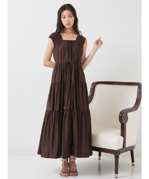CELFORD(セルフォード)の「【洗える】【接触冷感】シアーティアードワンピース(ワンピース・レディース・ダークブラウン/ピンク/オフホワイト・36/38)」の19枚目の写真