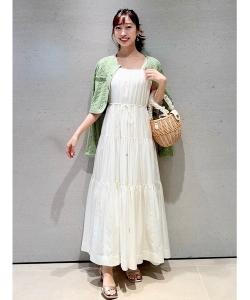 CELFORD(セルフォード)の「【洗える】【接触冷感】シアーティアードワンピース(ワンピース・レディース・ダークブラウン/ピンク/オフホワイト・36/38)」の1枚目の写真