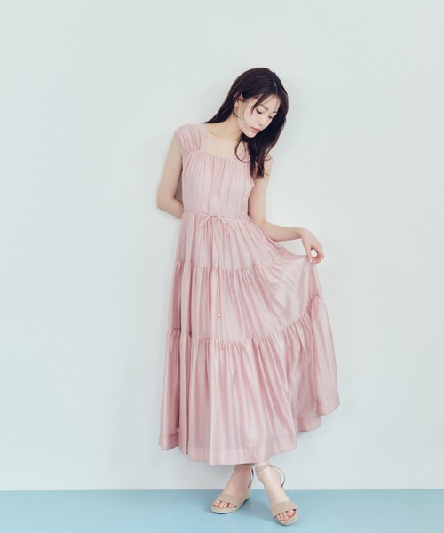 CELFORD(セルフォード)の「【洗える】【接触冷感】シアーティアードワンピース(ワンピース・レディース・ダークブラウン/ピンク/オフホワイト・36/38)」の22枚目の写真