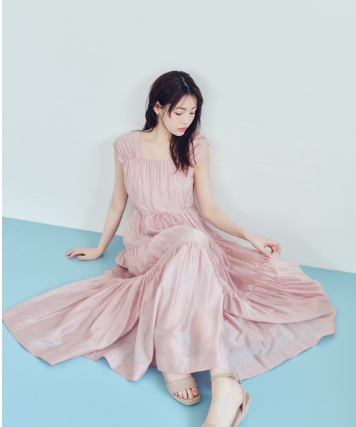 CELFORD(セルフォード)の「【洗える】【接触冷感】シアーティアードワンピース(ワンピース・レディース・ダークブラウン/ピンク/オフホワイト・36/38)」の21枚目の写真