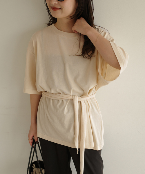 SLOBE IENA(スローブイエナ)の「Plus by ONIT/オニット SLOBE別注 スカーフ付Tシャツ(Tシャツ/カットソー・レディース・ベージュ系その他/ホワイト・FREE)」の10枚目の写真