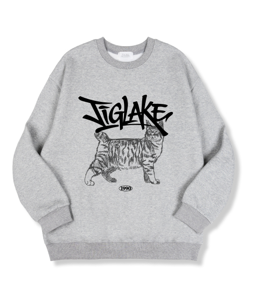 TI.GLAKE(ティーグレイク)の「キャットスケッチ オーバーサイズ 特殊裏毛 スウェットシャツ グレー(スウェット・メンズ・その他・MEDIUM/LARGE/X-LARGE/XX-LARGE)」の1枚目の写真