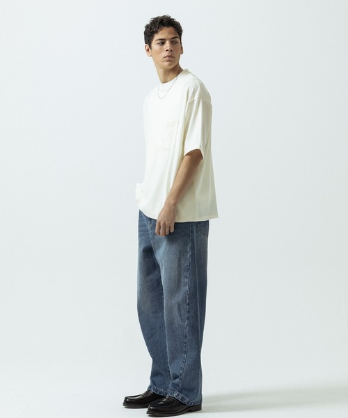 SLICK(スリック)の「【SLICK/スリック】Super 100s Wool Jersey Pocket T-shirt/スーパー100’s ウール天竺 ポケットTシャツ(Tシャツ/カットソー・メンズ・キナリ/レッド/ブラック・1/2/3)」の4枚目の写真