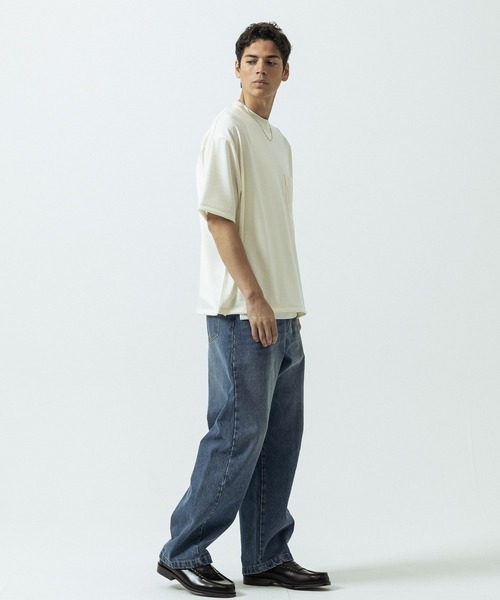 SLICK(スリック)の「【SLICK/スリック】Super 100s Wool Jersey Pocket T-shirt/スーパー100’s ウール天竺 ポケットTシャツ(Tシャツ/カットソー・メンズ・キナリ/レッド/ブラック・1/2/3)」の6枚目の写真