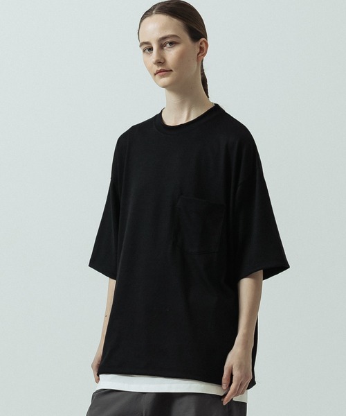 SLICK(スリック)の「【SLICK/スリック】Super 100s Wool Jersey Pocket T-shirt/スーパー100’s ウール天竺 ポケットTシャツ(Tシャツ/カットソー・メンズ・キナリ/レッド/ブラック・1/2/3)」の15枚目の写真