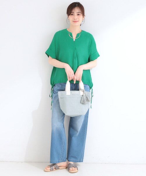 SHOO・LA・RUE(シューラルー)の「タッセル使いがアクセント ジュートランチトートバッグ(トートバッグ・レディース・ブラック/アイボリー系3/アイボリー系/ブラック系/ブラック系3/サックスブルー/イエロー/グレー・00)」の17枚目の写真