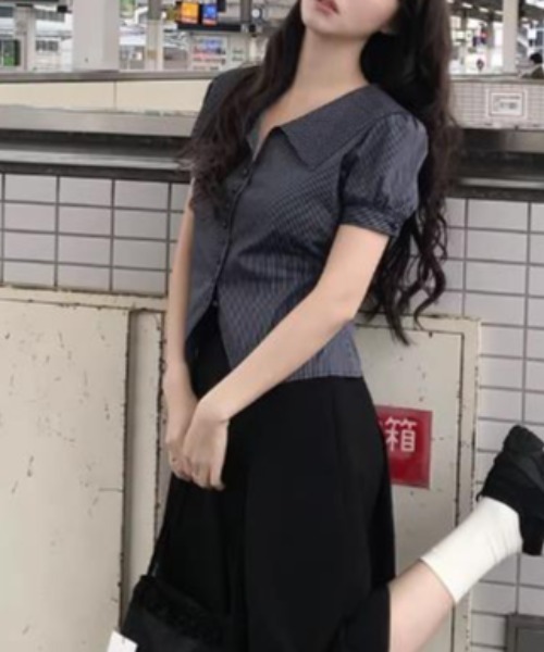 semplice（センプリチェ）の「シャツ【韓国ファッション】（シャツ/ブラウス・レディース・ブラック・XL/L/M/S）」の5枚目の写真