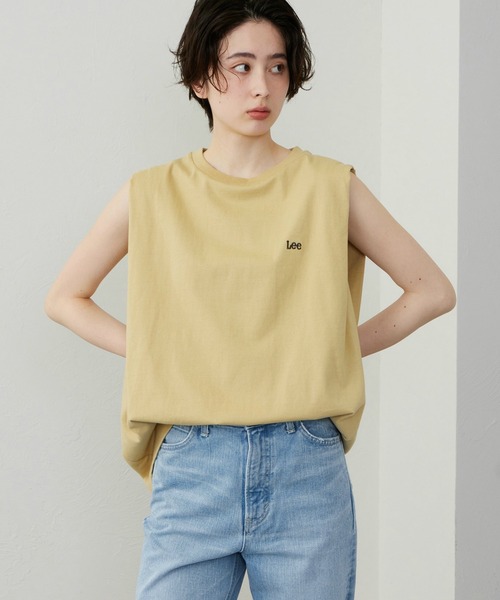 Lee(リー)の「Lee/リー Leeロゴ ノースリーブTシャツ(Tシャツ/カットソー・レディース・ブラック/ベージュ/グリーン/ホワイト/チャコール・MEDIUM/SMALL)」の5枚目の写真