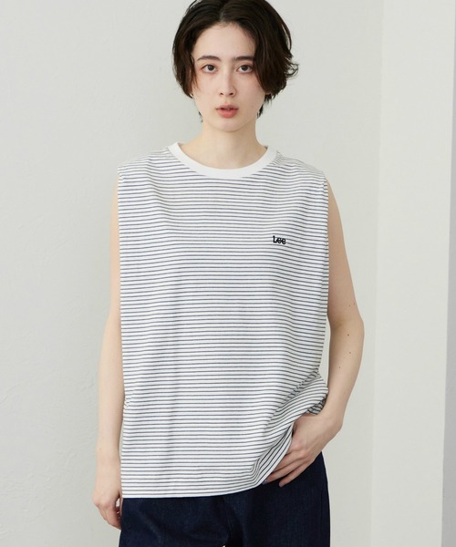 Lee(リー)の「Lee/リー Leeロゴ ノースリーブTシャツ(Tシャツ/カットソー・レディース・ブラック/ベージュ/グリーン/ホワイト/チャコール・MEDIUM/SMALL)」の3枚目の写真