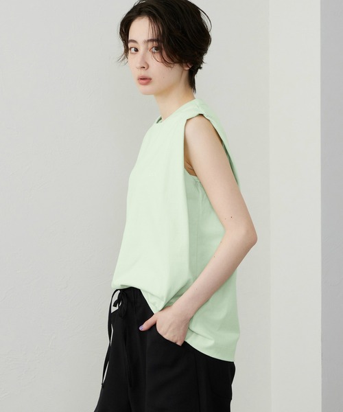 Lee(リー)の「Lee/リー Leeロゴ ノースリーブTシャツ(Tシャツ/カットソー・レディース・ブラック/ベージュ/グリーン/ホワイト/チャコール・MEDIUM/SMALL)」の7枚目の写真