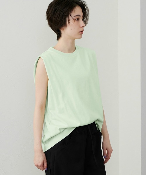 Lee(リー)の「Lee/リー Leeロゴ ノースリーブTシャツ(Tシャツ/カットソー・レディース・ブラック/ベージュ/グリーン/ホワイト/チャコール・MEDIUM/SMALL)」の8枚目の写真