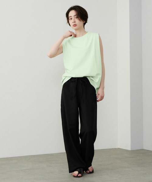 Lee(リー)の「Lee/リー Leeロゴ ノースリーブTシャツ(Tシャツ/カットソー・レディース・ブラック/ベージュ/グリーン/ホワイト/チャコール・MEDIUM/SMALL)」の13枚目の写真